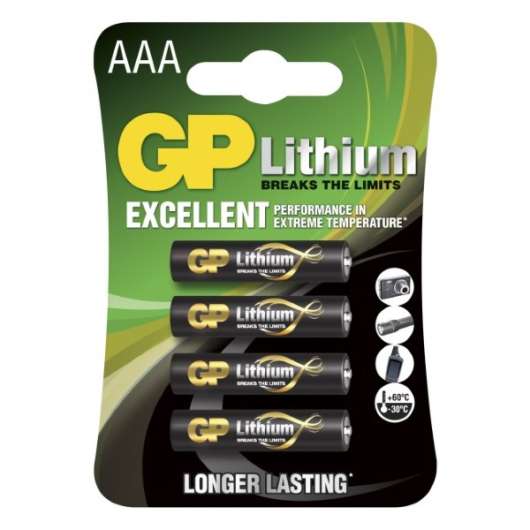 GP AAA-litiumbatteri 1.5V, 24LF-2U4, 4-pack