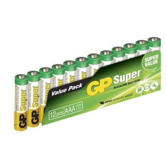GP Batteri LR03 Super Alkaline 12-Pack (AAA)
