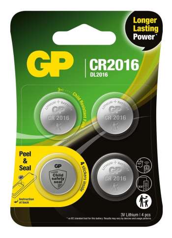 GP knappcell Lithium CR2016 4-pack