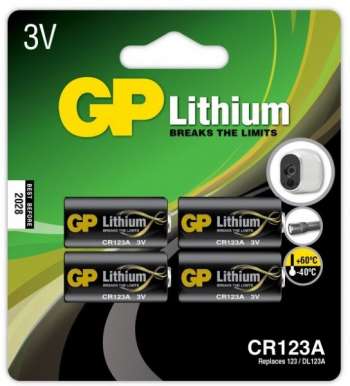 GP Lithium CR 123A 3V (4 pack)