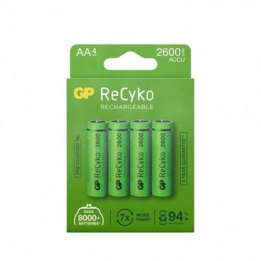 GP ReCyko AA-batteri 2600mAh Uppladdningsbart 4-pack