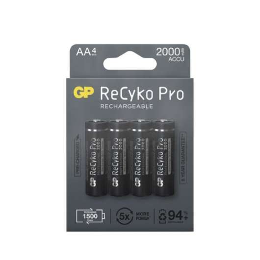 GP ReCyko Pro AA-batteri, 2000mAh, 4-pack