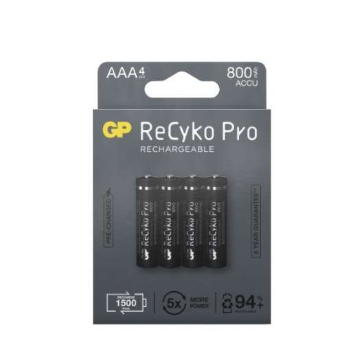 GP ReCyko Pro AAA-batteri, 800mAh, 4-pack