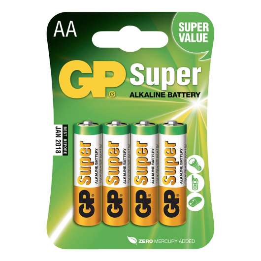 GP Super Alkaline Batterier - 4-pack AA