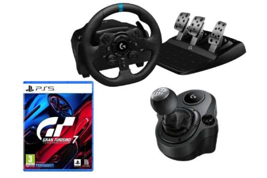 Gran Turismo 7 (PS5) + Logitech G923 Racing Wheel and Pedals + G Driving Force Shifter