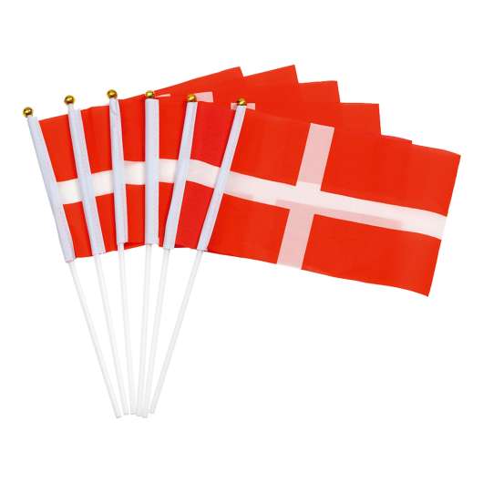 Handflagga Danmark - 6-pack