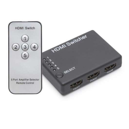 HDMI-switch med fjärrkontroll 5-vägs