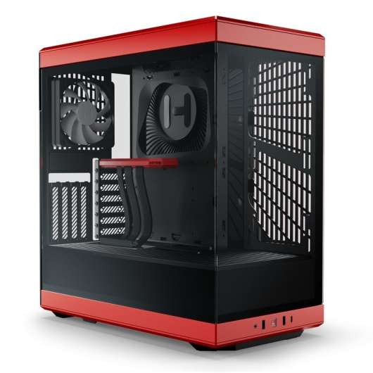 HYTE Y40 Miditower - Red / Panoramic Glass Veil / included PCIe 4.0 riser cable / 2 included fans