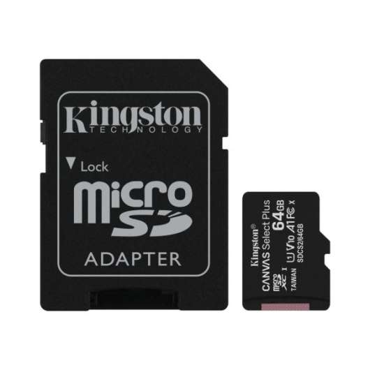 Kingston microSDXC Canvas Select Plus - 64GB / Class 10 / UHS-1 / Adapter