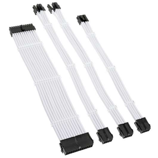Kolink Core Standard Braided Cable Extension Kit 2x 6+2pin, 1x 4+4pin, 1x 20-4pin - Brilliant White