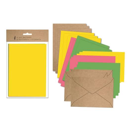 Kort med Kuvert Färgmix - 10-pack