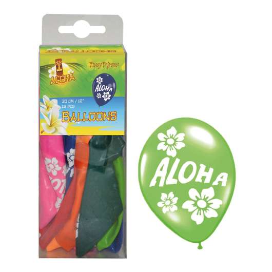 Latexballonger Aloha Flerfärgade - 12-pack
