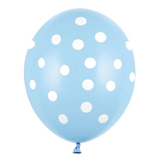 Latexballonger Babyblå Dots - 6-pack