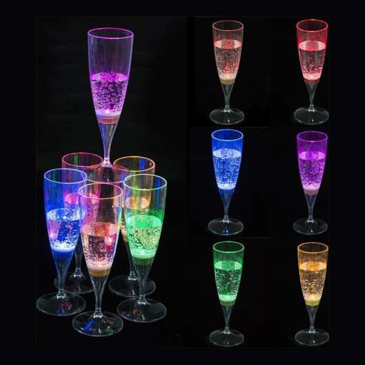 LED Champagneglas - 6-pack