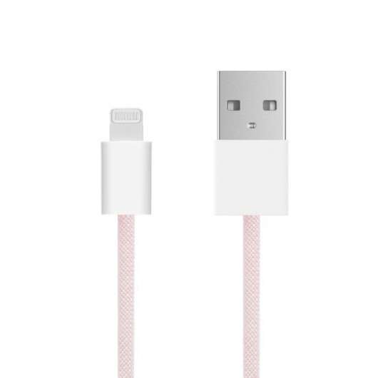 Linocell Flätad USB-A- till Lightning-kabel Rosa 2 m