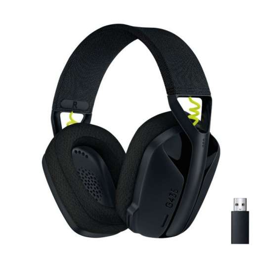 Logitech G 435 Lightspeed Trådlöst gaming-headset Svart & Neongul