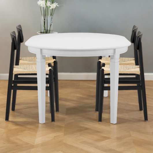 Matgrupp med 6 stolar | Svart och vit | Mellby