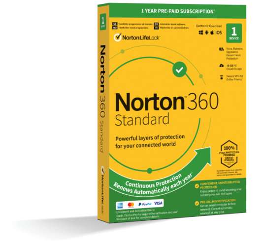 Norton 360 Standard - 10GB Lagring / VPN / 1 år / 1 användare