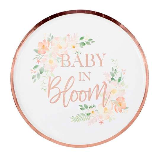 Papperstallrikar Baby In Bloom Roséguld - 8-pack