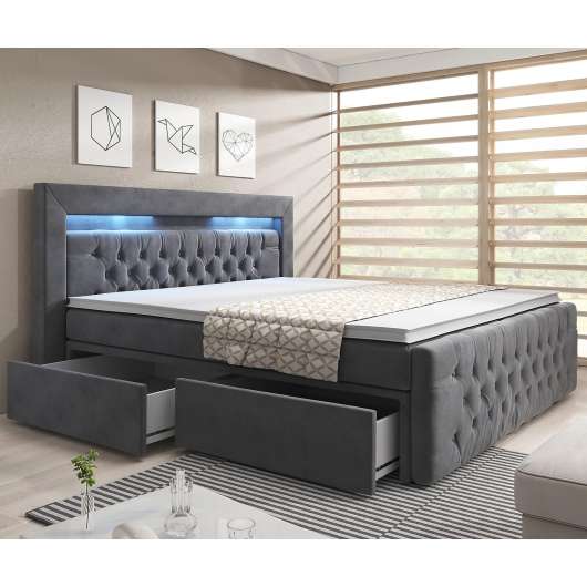 Sängpaket 180x200cm med förvaring och LED-belysning | Franco