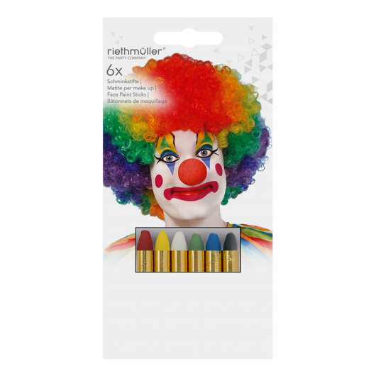 Sminkkritor Clown - 6-pack