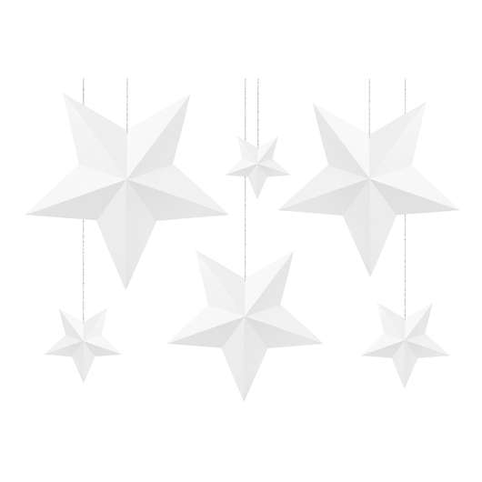 Stjärnor Vita DIY Hängande Dekoration - 6-pack