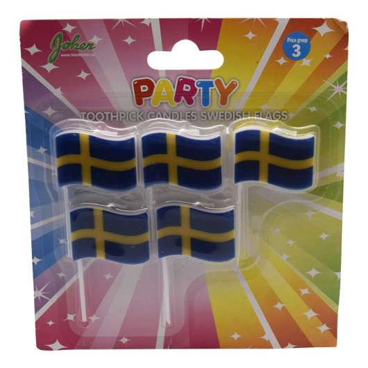 Tårtljus Sverigeflagga - 5-pack