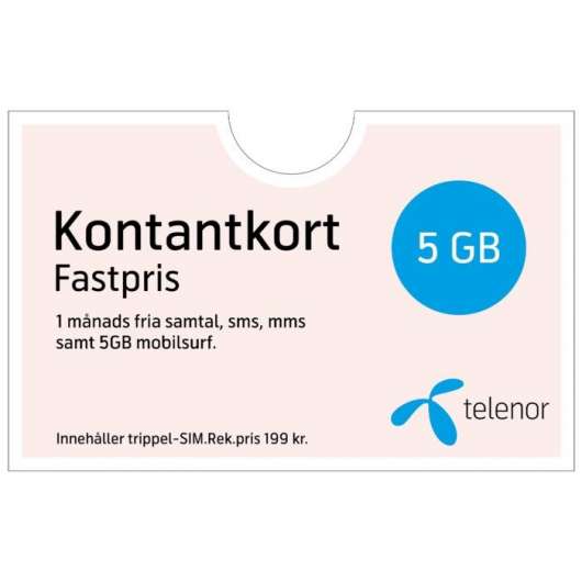 Telenor Fastpris Kontantkort 1 månad 5 GB