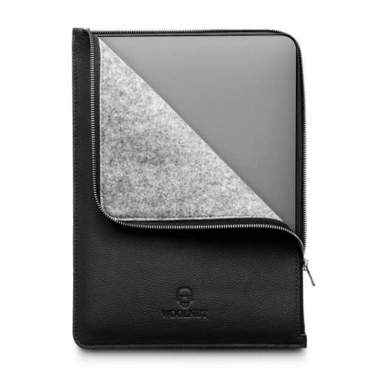 Woolnut MacBook Pro & Air 13 tum (Nya Modellen) Leatherfolio - Svart